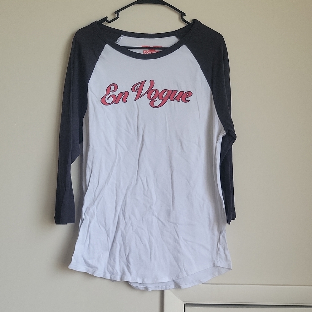 🎁5 For $20 En vogue Women's Black and White Baseball Top